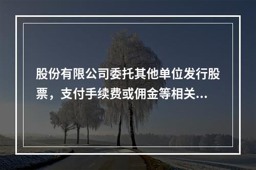 股份有限公司委托其他单位发行股票，支付手续费或佣金等相关费用