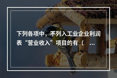 下列各项中，不列入工业企业利润表“营业收入”项目的有（　　）