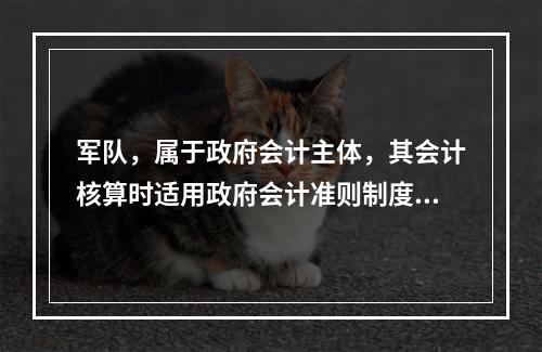 军队，属于政府会计主体，其会计核算时适用政府会计准则制度。（