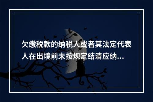 欠缴税款的纳税人或者其法定代表人在出境前未按规定结清应纳税款