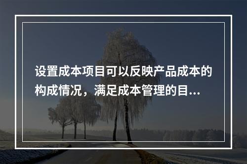 设置成本项目可以反映产品成本的构成情况，满足成本管理的目的和