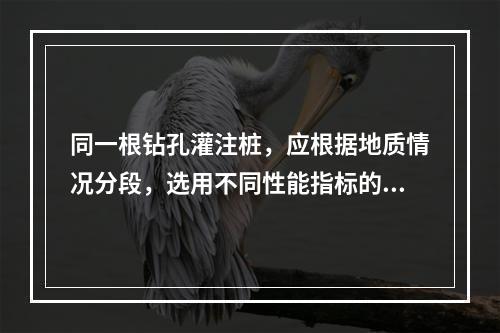 同一根钻孔灌注桩，应根据地质情况分段，选用不同性能指标的泥浆