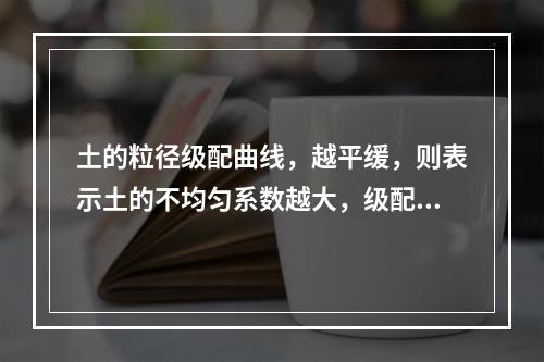 土的粒径级配曲线，越平缓，则表示土的不均匀系数越大，级配越不