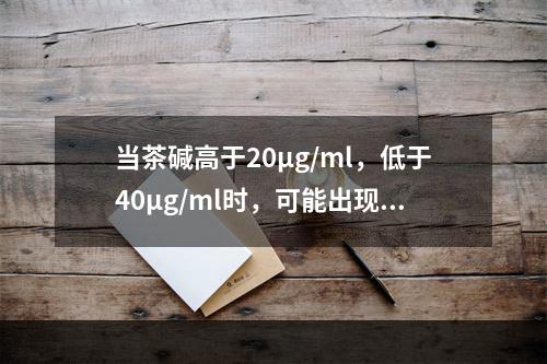 当茶碱高于20µg/ml，低于40µg/ml时，可能出现的不