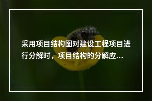 采用项目结构图对建设工程项目进行分解时，项目结构的分解应与整