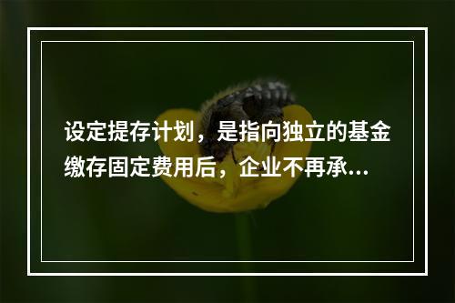 设定提存计划，是指向独立的基金缴存固定费用后，企业不再承担进