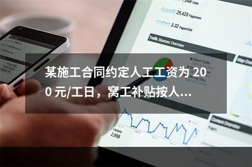 某施工合同约定人工工资为 200 元/工日，窝工补贴按人工工