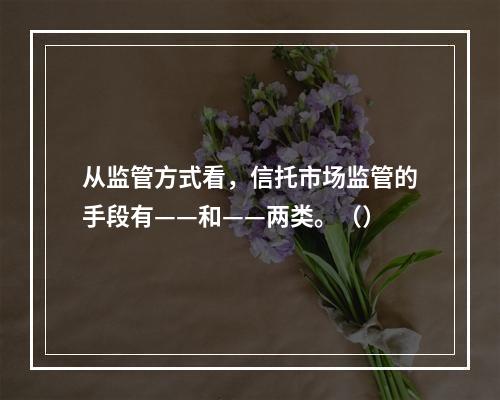 从监管方式看，信托市场监管的手段有——和——两类。（）