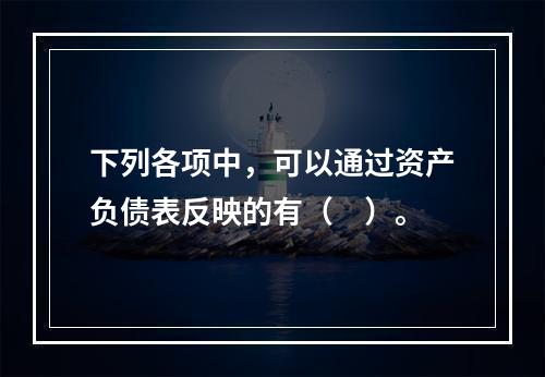 下列各项中，可以通过资产负债表反映的有（　）。