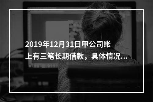 2019年12月31日甲公司账上有三笔长期借款，具体情况如下