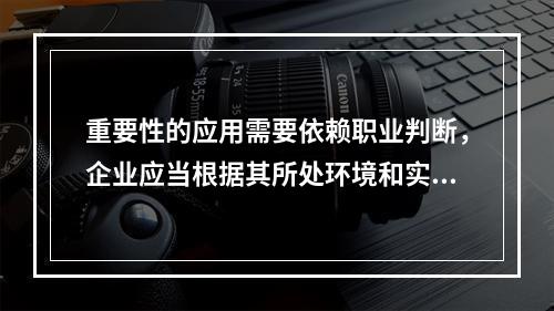 重要性的应用需要依赖职业判断，企业应当根据其所处环境和实际情