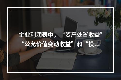 企业利润表中，“资产处置收益”“公允价值变动收益”和“投资收