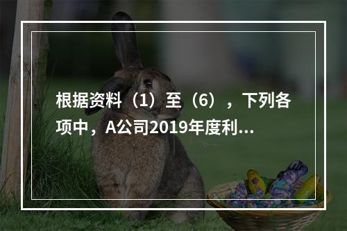 根据资料（1）至（6），下列各项中，A公司2019年度利润表