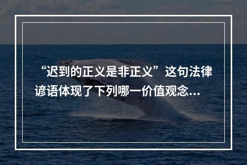 “迟到的正义是非正义”这句法律谚语体现了下列哪一价值观念？（