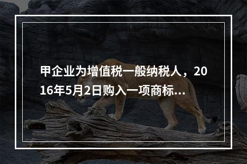 甲企业为增值税一般纳税人，2016年5月2日购入一项商标权，