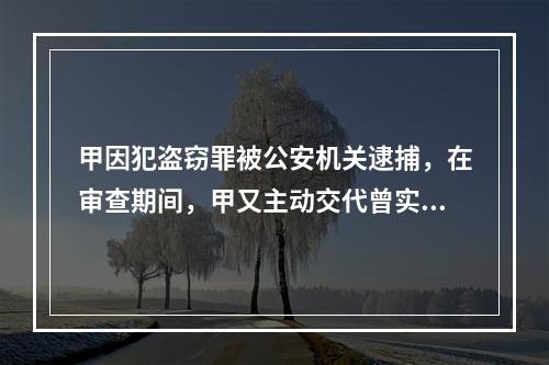 甲因犯盗窃罪被公安机关逮捕，在审查期间，甲又主动交代曾实施抢