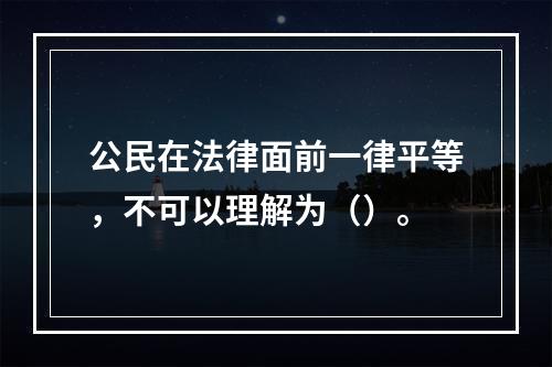 公民在法律面前一律平等，不可以理解为（）。