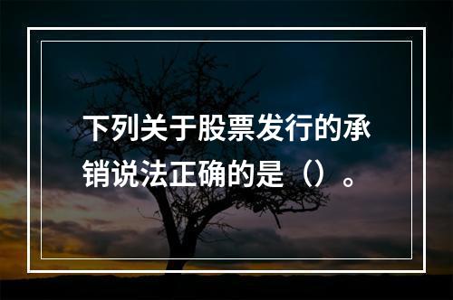 下列关于股票发行的承销说法正确的是（）。