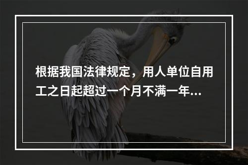 根据我国法律规定，用人单位自用工之日起超过一个月不满一年未与