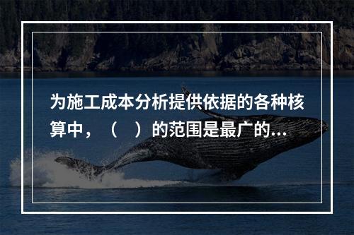 为施工成本分析提供依据的各种核算中，（　）的范围是最广的。