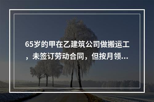 65岁的甲在乙建筑公司做搬运工，未签订劳动合同，但按月领工资