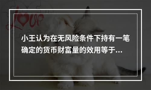 小王认为在无风险条件下持有一笔确定的货币财富量的效用等于风险