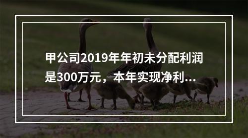 甲公司2019年年初未分配利润是300万元，本年实现净利润5