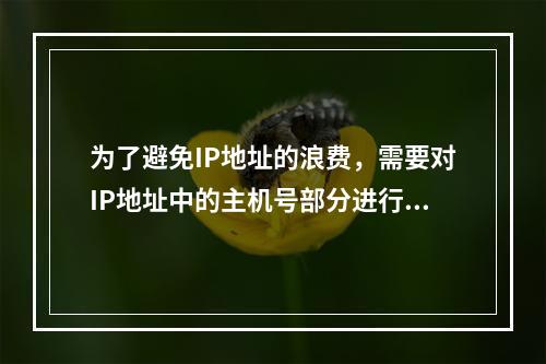 为了避免IP地址的浪费，需要对IP地址中的主机号部分进行再次