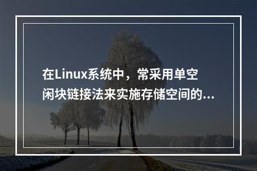 在Linux系统中，常采用单空闲块链接法来实施存储空间的分配