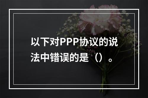 以下对PPP协议的说法中错误的是（）。