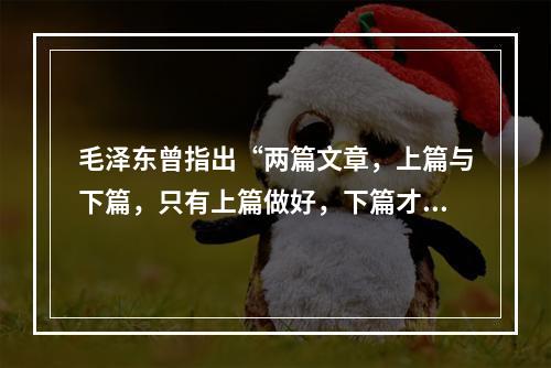 毛泽东曾指出“两篇文章，上篇与下篇，只有上篇做好，下篇才能做