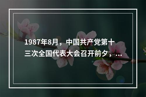 1987年8月，中国共产党第十三次全国代表大会召开前夕，邓小