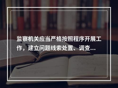 监察机关应当严格按照程序开展工作，建立问题线索处置、调查、审