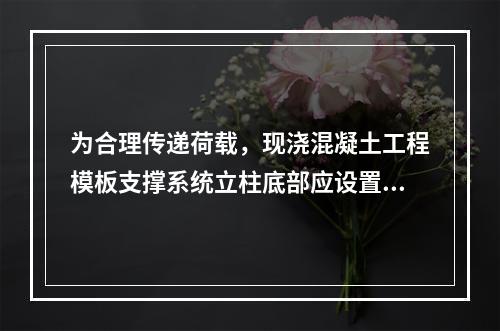 为合理传递荷载，现浇混凝土工程模板支撑系统立柱底部应设置（　