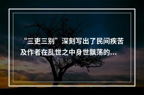 “三吏三别”深刻写出了民间疾苦及作者在乱世之中身世飘荡的孤独