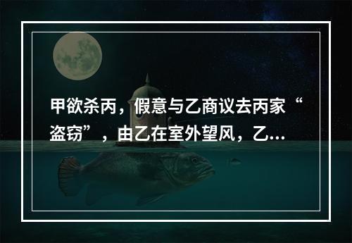 甲欲杀丙，假意与乙商议去丙家“盗窃”，由乙在室外望风，乙照办