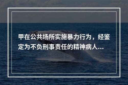 甲在公共场所实施暴力行为，经鉴定为不负刑事责任的精神病人，被