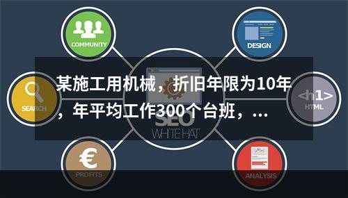 某施工用机械，折旧年限为10年，年平均工作300个台班，台班