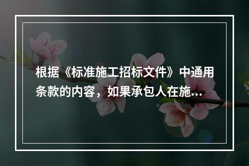 根据《标准施工招标文件》中通用条款的内容，如果承包人在施工过