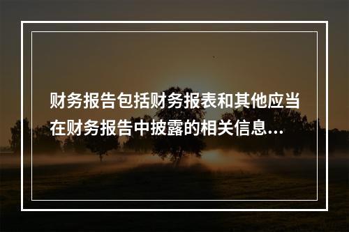 财务报告包括财务报表和其他应当在财务报告中披露的相关信息和资