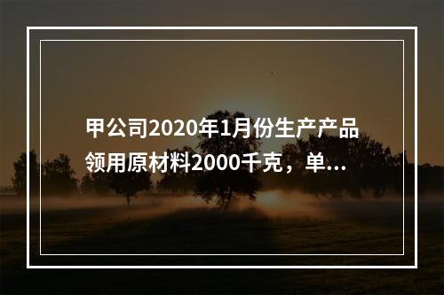 甲公司2020年1月份生产产品领用原材料2000千克，单位成