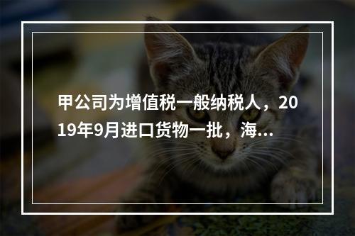 甲公司为增值税一般纳税人，2019年9月进口货物一批，海关审