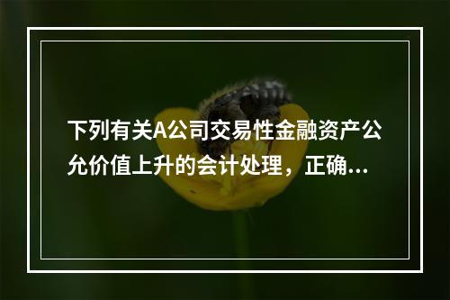 下列有关A公司交易性金融资产公允价值上升的会计处理，正确的是