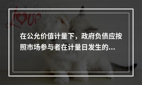 在公允价值计量下，政府负债应按照市场参与者在计量日发生的有序