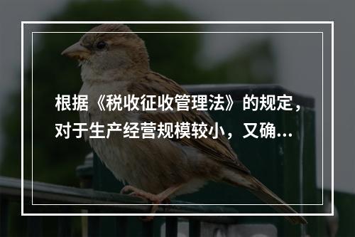 根据《税收征收管理法》的规定，对于生产经营规模较小，又确无建