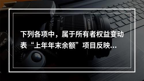 下列各项中，属于所有者权益变动表“上年年末余额”项目反映的内