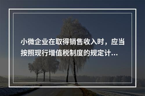 小微企业在取得销售收入时，应当按照现行增值税制度的规定计算应