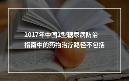 2017年中国2型糖尿病防治指南中的药物治疗路径不包括