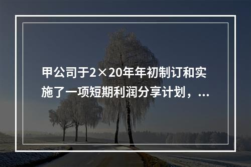 甲公司于2×20年年初制订和实施了一项短期利润分享计划，以对