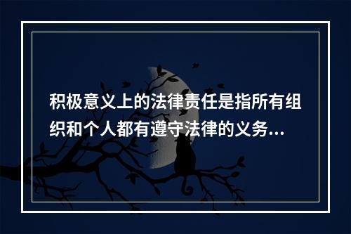 积极意义上的法律责任是指所有组织和个人都有遵守法律的义务，即